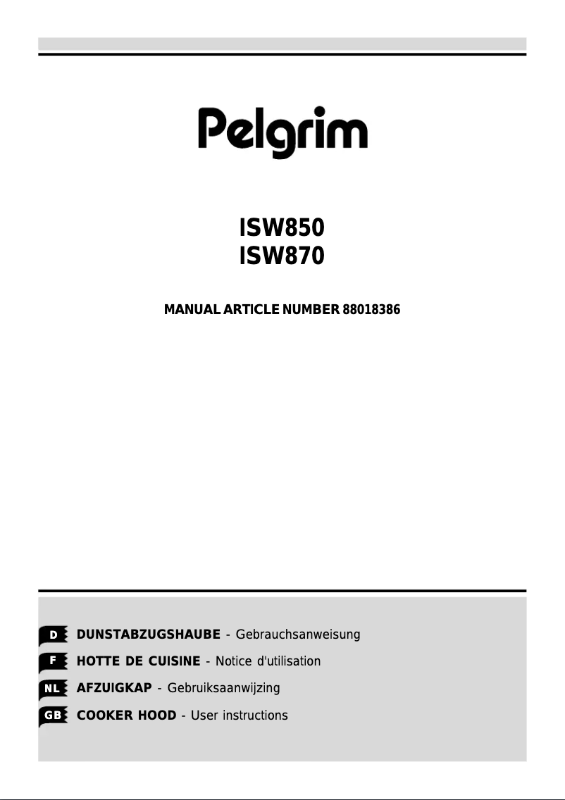 Page 1 de la notice Manuel utilisateur Pelgrim ISW 870
