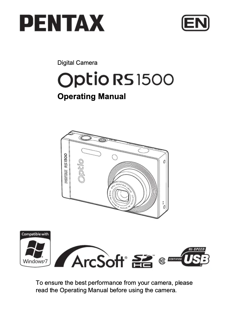Imagen de la primera página del manual del dispositivo Optio RS1500