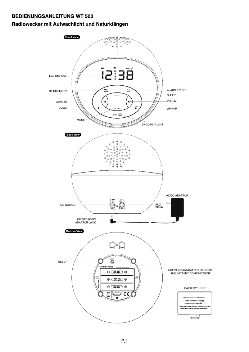 Page 1 de la notice Manuel utilisateur Techno Line WT500