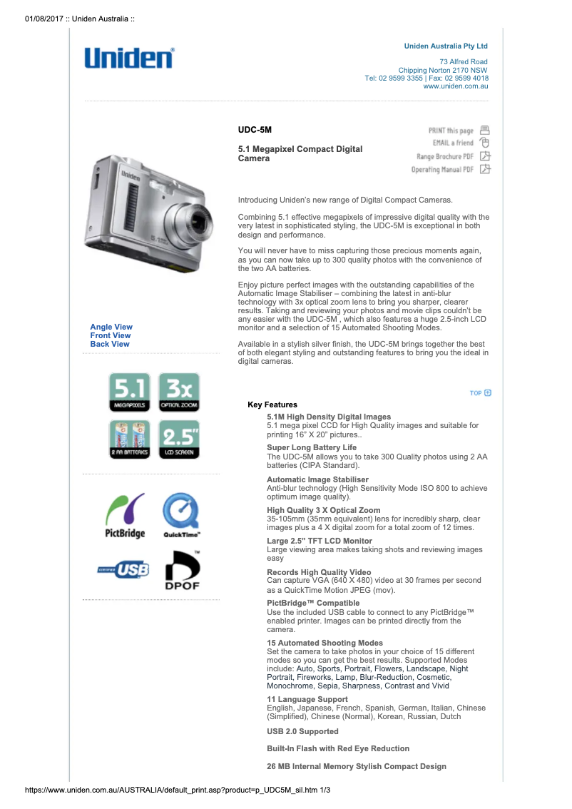 Image de la première page du manuel de l'appareil UDC-5M