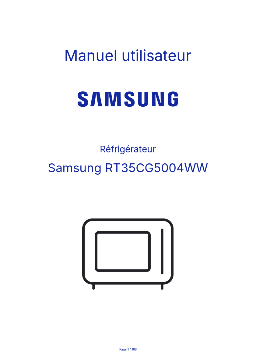 Page 1 de la notice Manuel utilisateur Samsung RT35CG5004WW