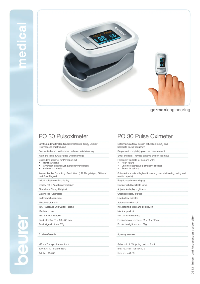 Page n°1 - Fiche technique Beurer PO30