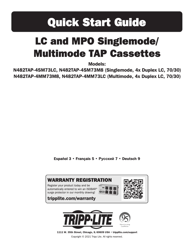 Page 1 de la notice Manuel utilisateur Tripp Lite N482TAP-4MM73LC