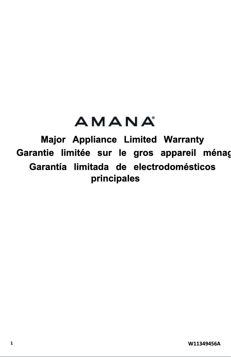 Page n°1 - Informations de garantie Amana AER6603SFS