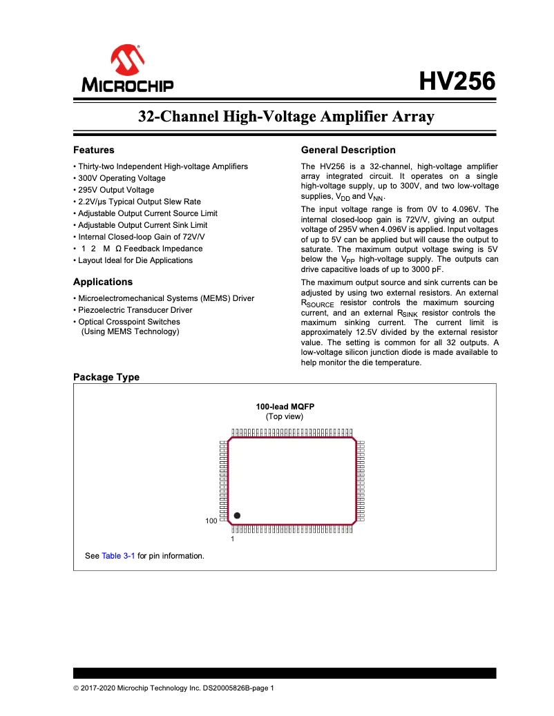 Page 1 de la notice Manuel utilisateur Microchip HV256