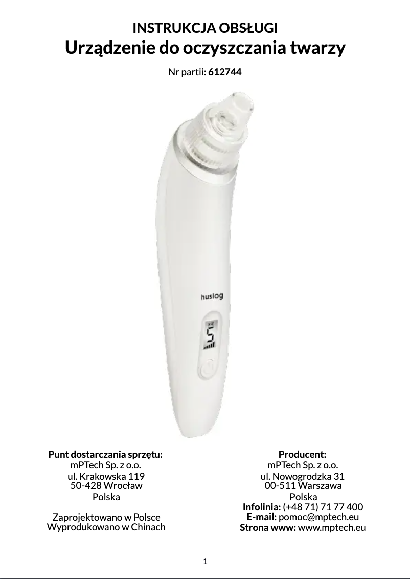 Page 1 de la notice Manuel utilisateur Huslog BE-100124