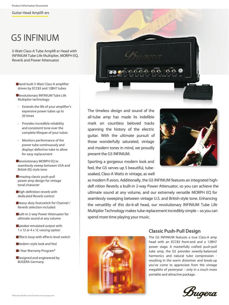 Page 1 de la notice Fiche technique Bugera G5 Infinium