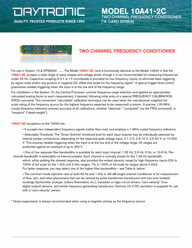 Page 1 de la notice Fiche technique Daytronic 10A41-2C