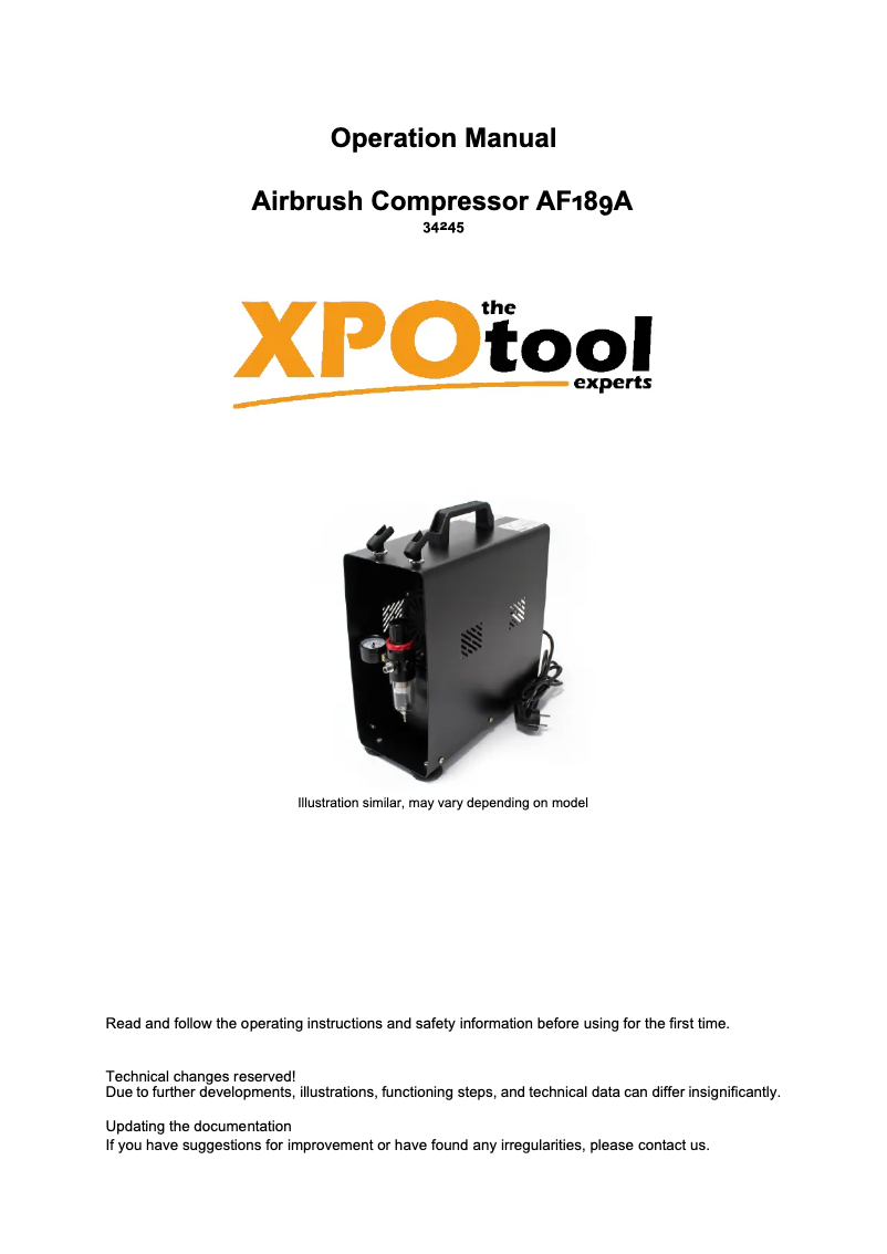 Imagen de la primera página del manual del dispositivo AF189A