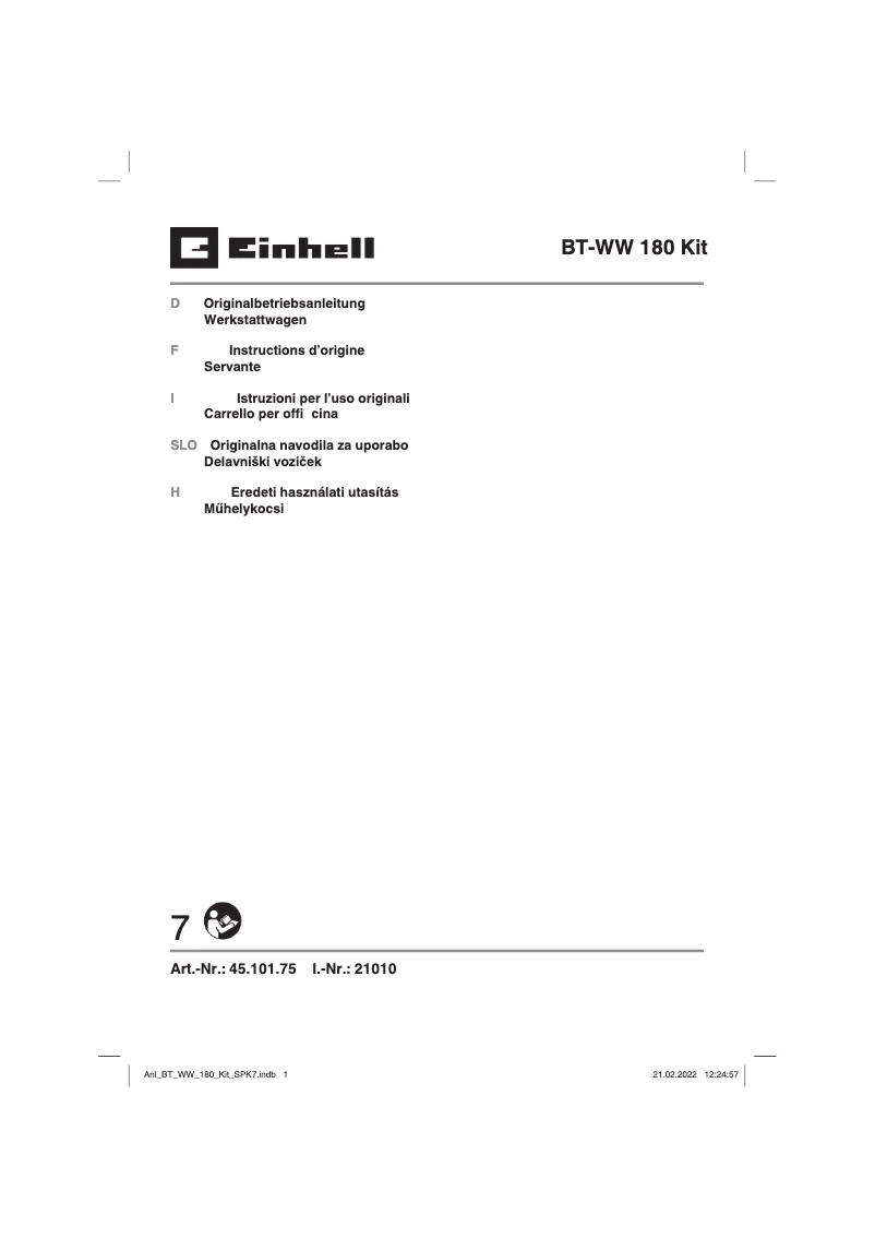 Page 1 de la notice Manuel utilisateur Einhell BT-WW 180 Kit