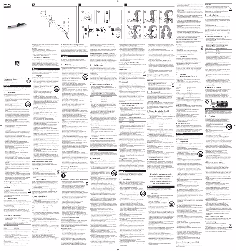 Page 1 of the manual User Manual Philips StyleCare BHB864