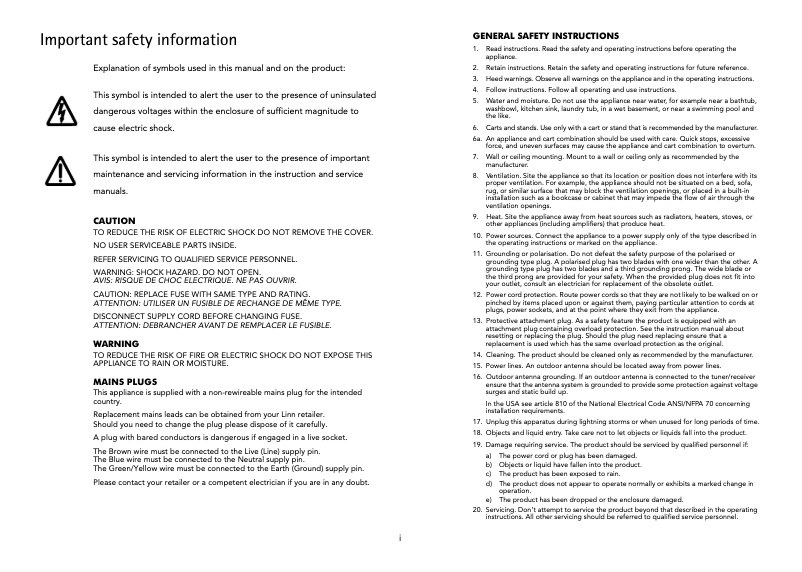 Page 1 de la notice Manuel utilisateur Linn AV 5125