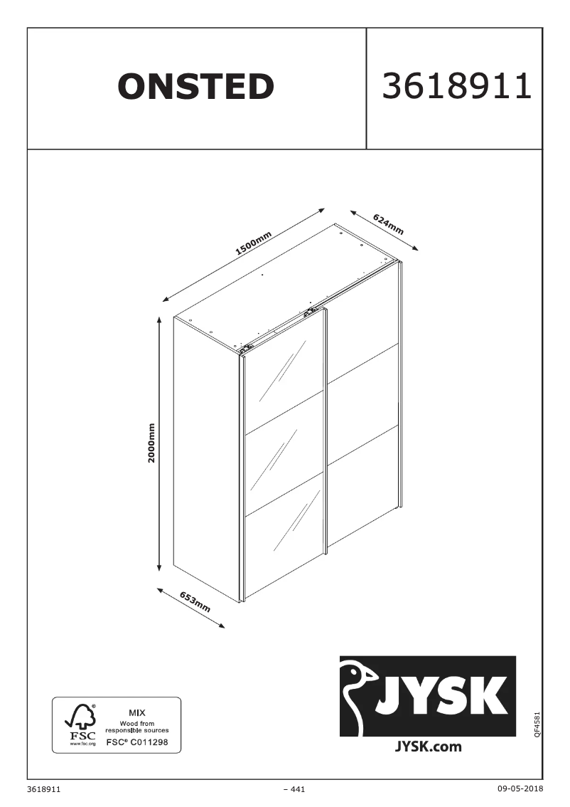 Página 1 del manual Manual de usuario JYSK Onsted (151x201x64)
