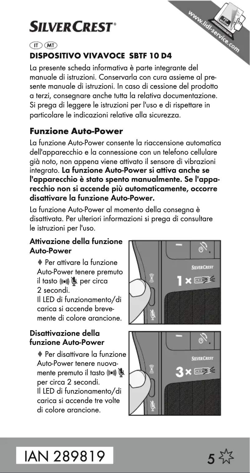 Page n°1 - Manuel utilisateur SilverCrest SBTF 10 D4