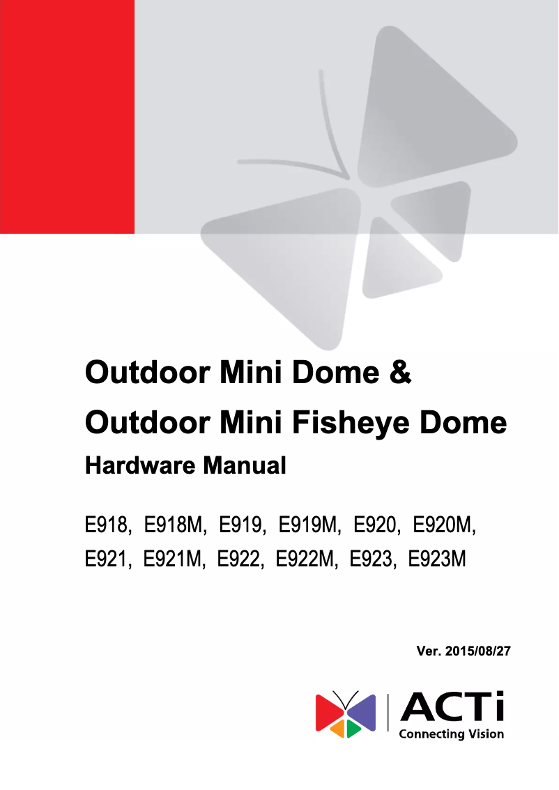 Page n°1 - Manuel utilisateur ACTi E920