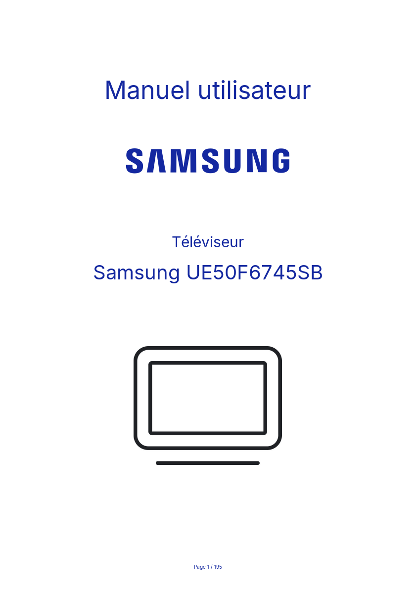 Page n°1 - Manuel utilisateur Samsung UE50F6745SB