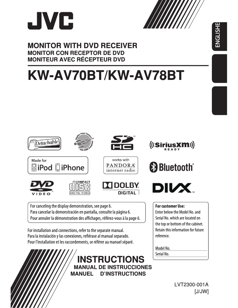 Page n°1 - Manuel utilisateur JVC KW-AV70BT