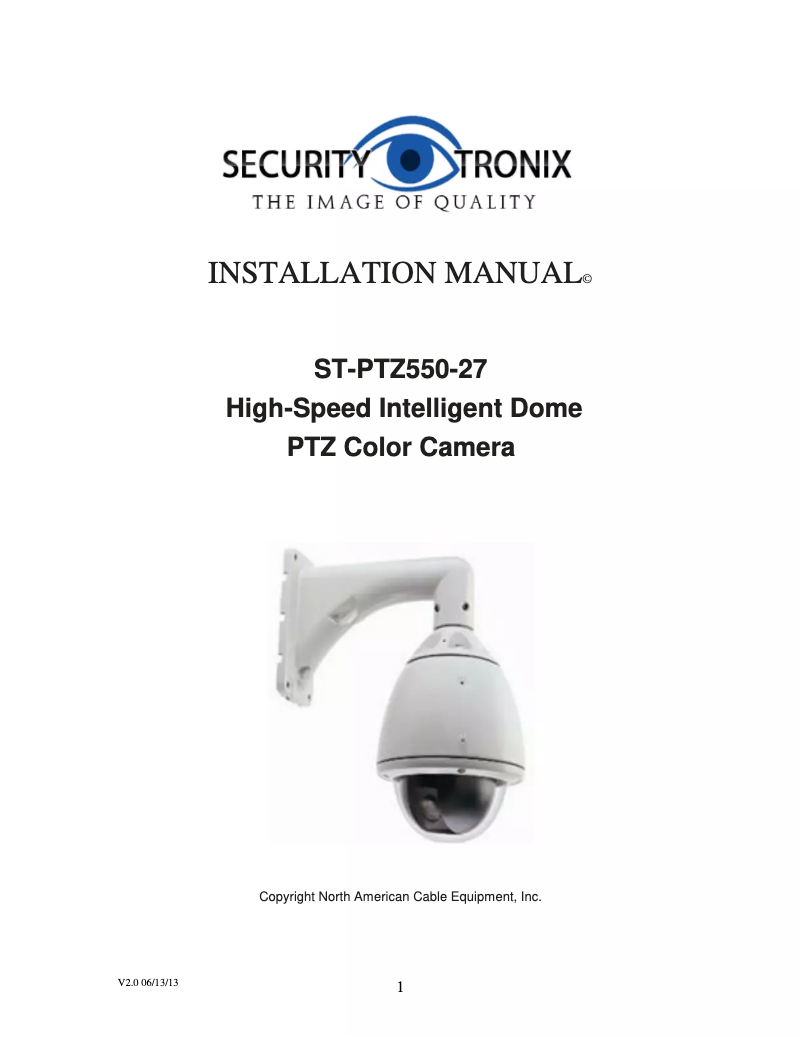 Page n°1 - Manuel utilisateur Security Tronix ST-PTZ550-27