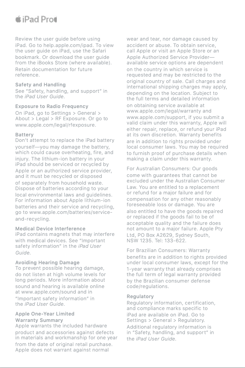 Image de la première page du manuel de l'appareil iPad Pro