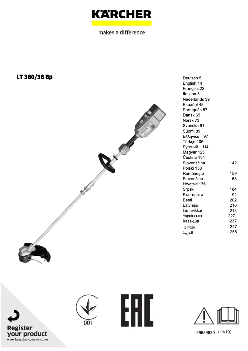 Page 1 de la notice Manuel utilisateur Kärcher LT 380/36 Bp