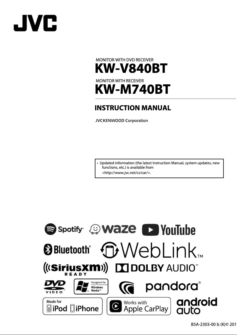 Image de la première page du manuel de l'appareil KW-M740BT