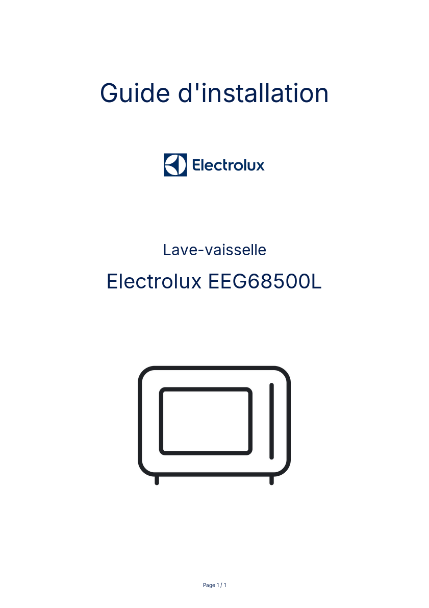 Image de la première page du manuel de l'appareil EEG68500L