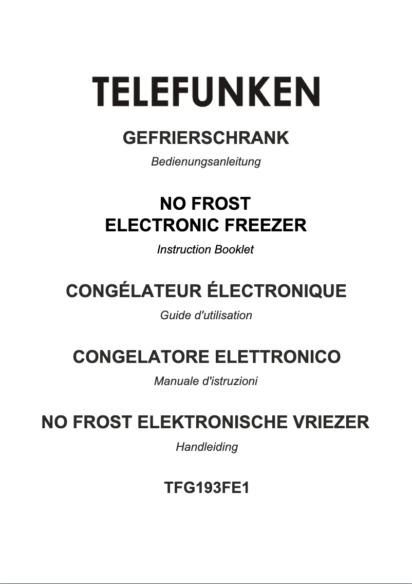 Page 1 de la notice Manuel utilisateur Telefunken TFG193FE1