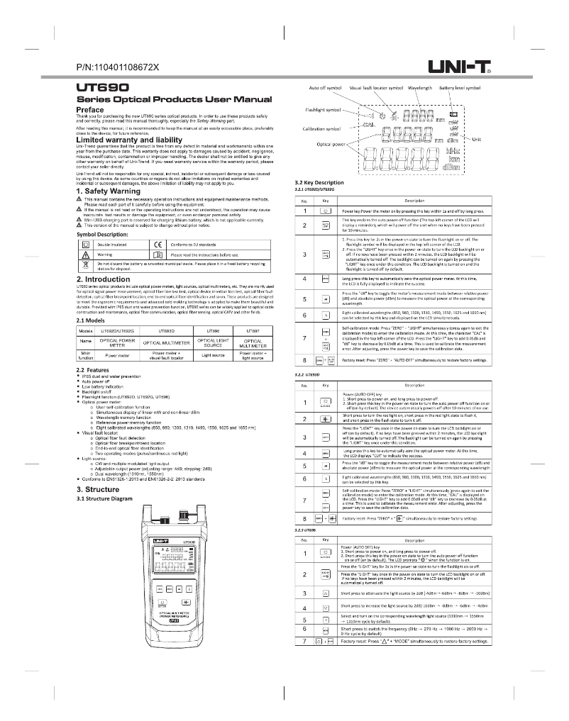 Page n°1 - Manuel utilisateur Uni-T UT693D