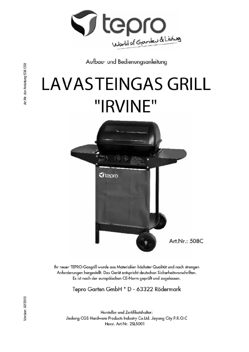 Page 1 de la notice Manuel utilisateur tepro Irvine