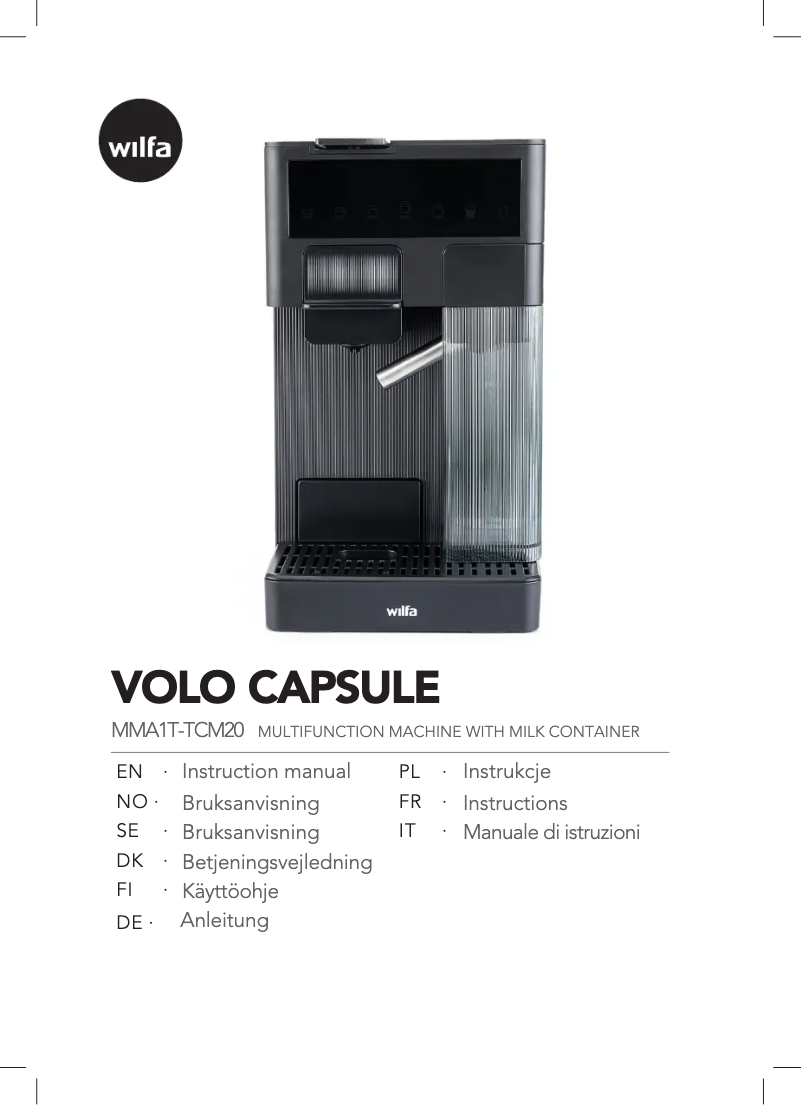 Image de la première page du manuel de l'appareil Volo Capsule MMA1T-TCM20