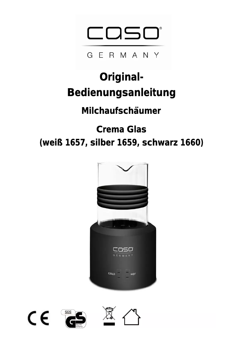 Image de la première page du manuel de l'appareil Crema Glas 1659