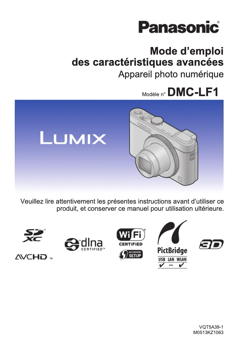 Page 1 de la notice Manuel utilisateur Panasonic Lumix DMC-LF1