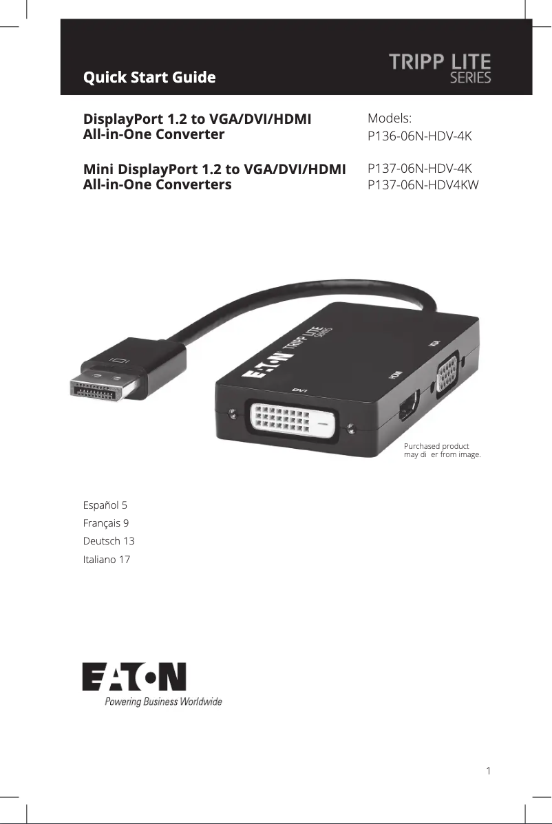 Image de la première page du manuel de l'appareil P136-06N-HDV-4K