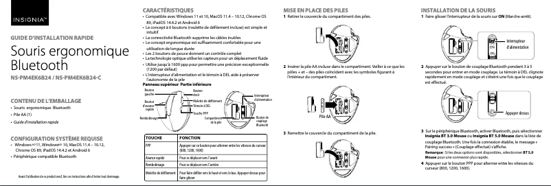 Page 1 de la notice Manuel utilisateur Insignia NS-PM4EK6B24