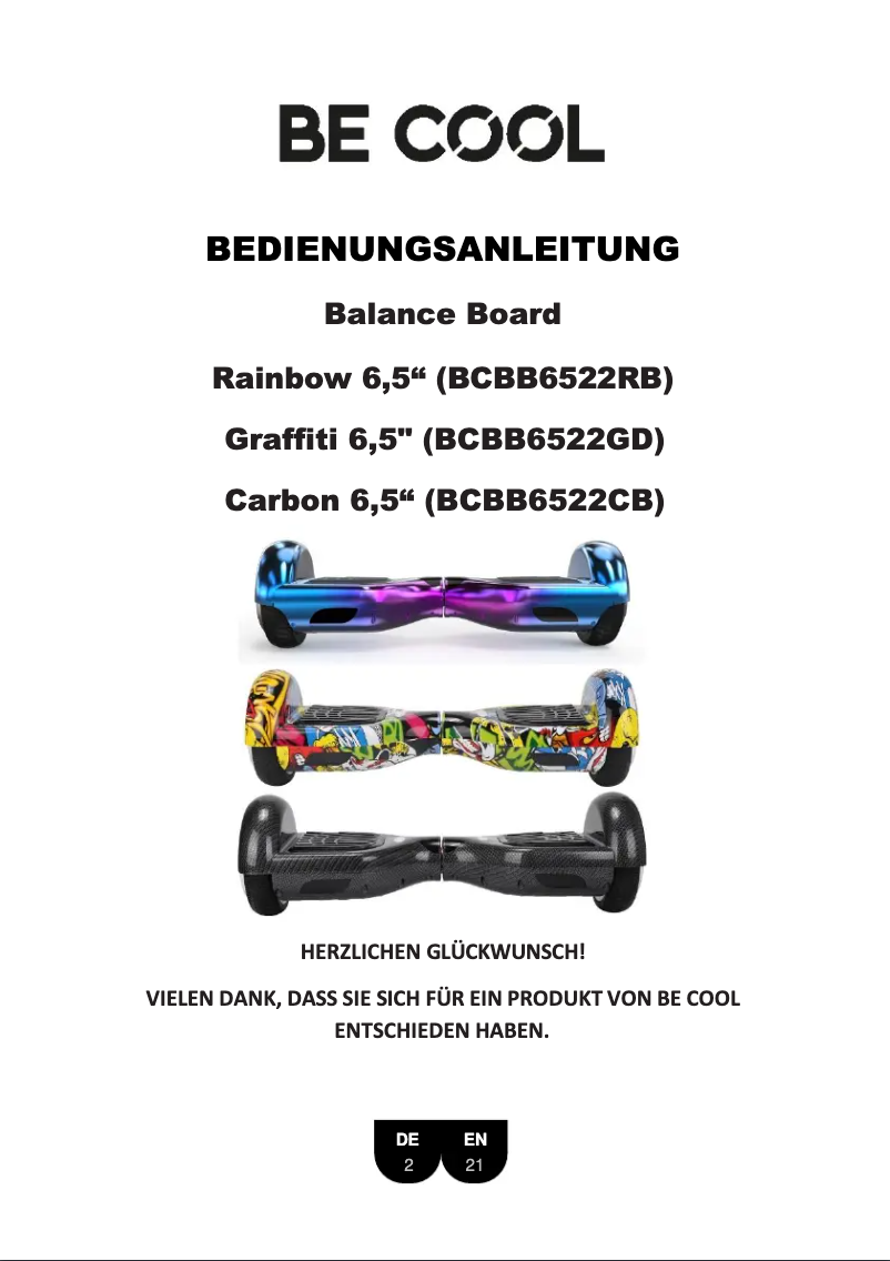 Page 1 de la notice Manuel utilisateur Be Cool BCBB6522GD