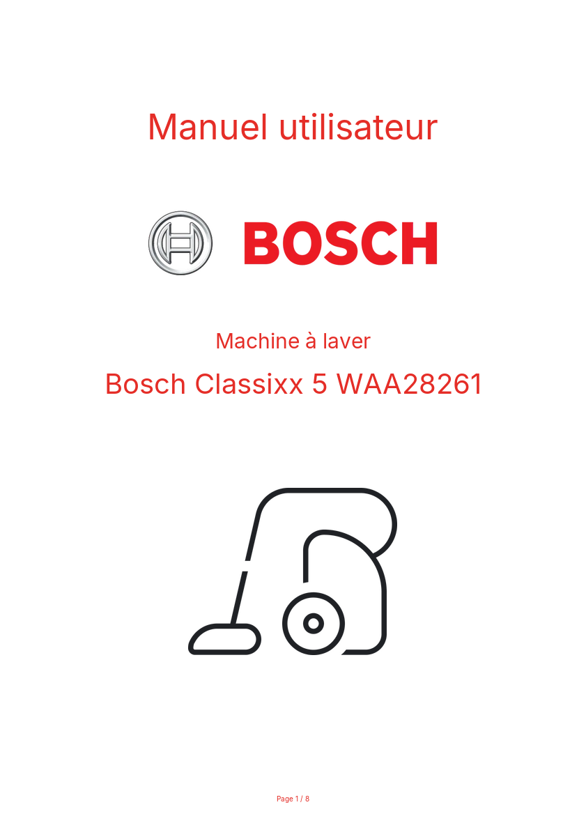 Page n°1 - Manuel utilisateur Bosch Classixx 5 WAA28261