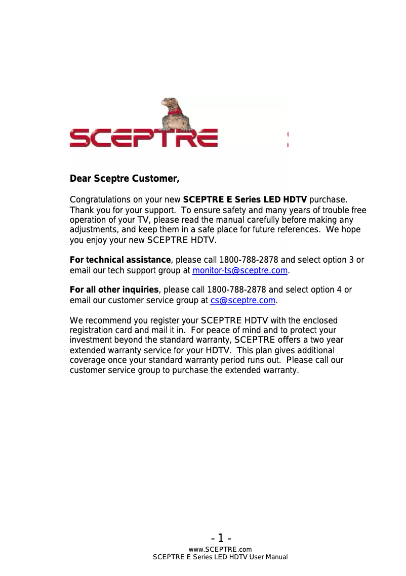 Page n°1 - Manuel utilisateur Sceptre E243CV-FHD