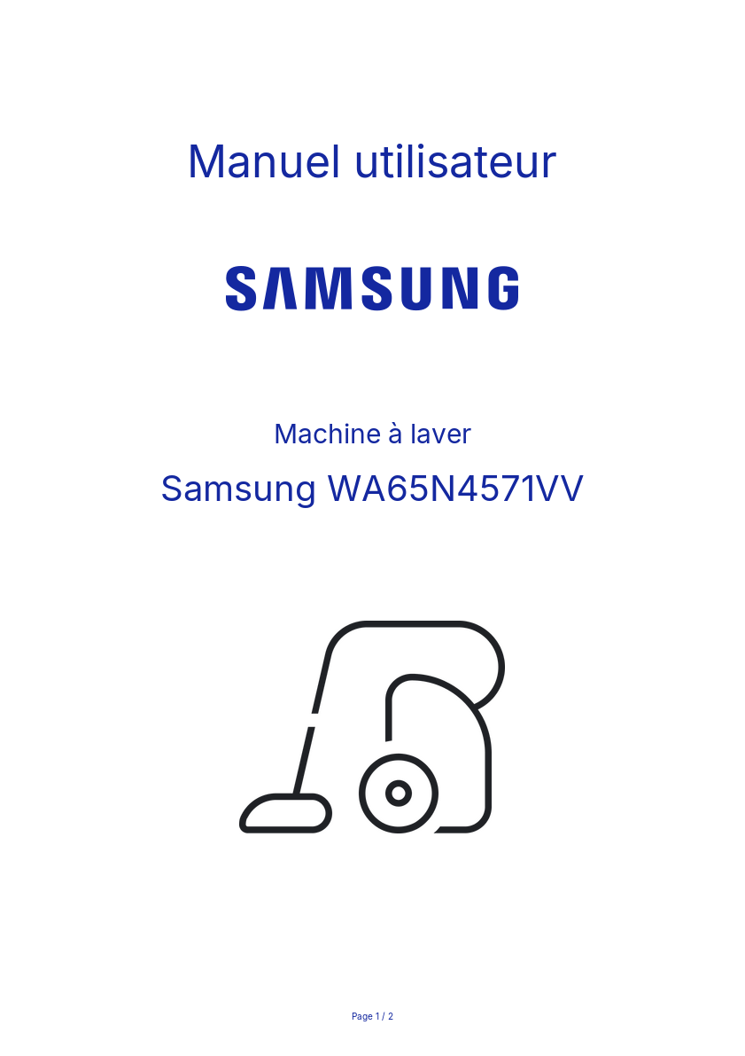 Page n°1 - Manuel utilisateur Samsung WA65N4571VV