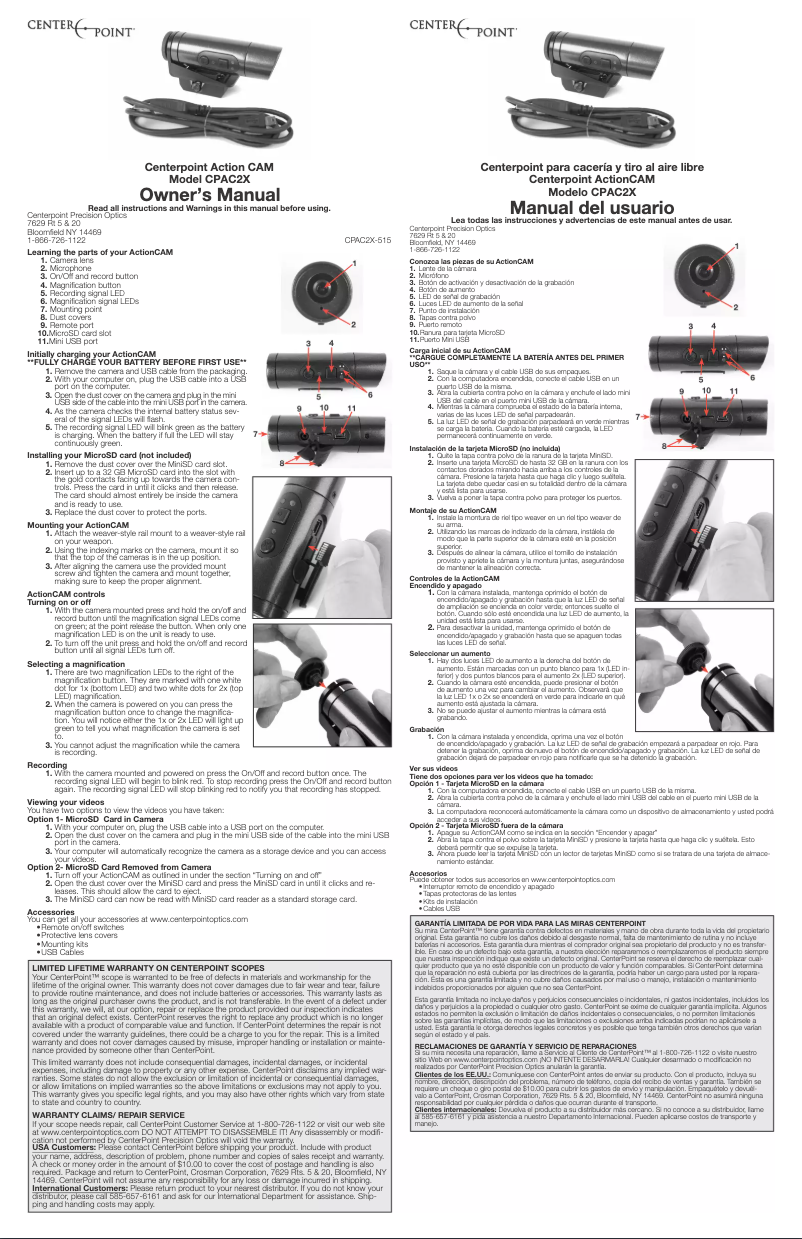 Page 1 de la notice Manuel utilisateur Centerpoint CPAC2X