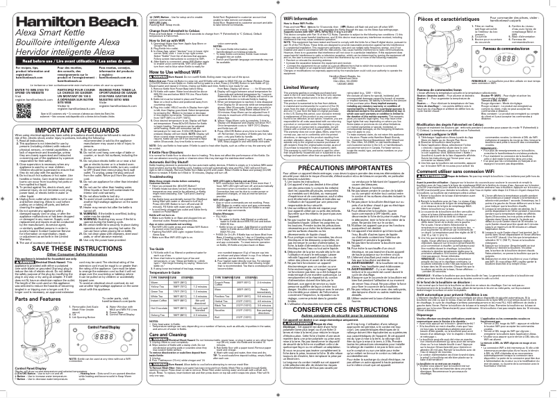 Page 1 de la notice Manuel utilisateur Hamilton Beach 41036