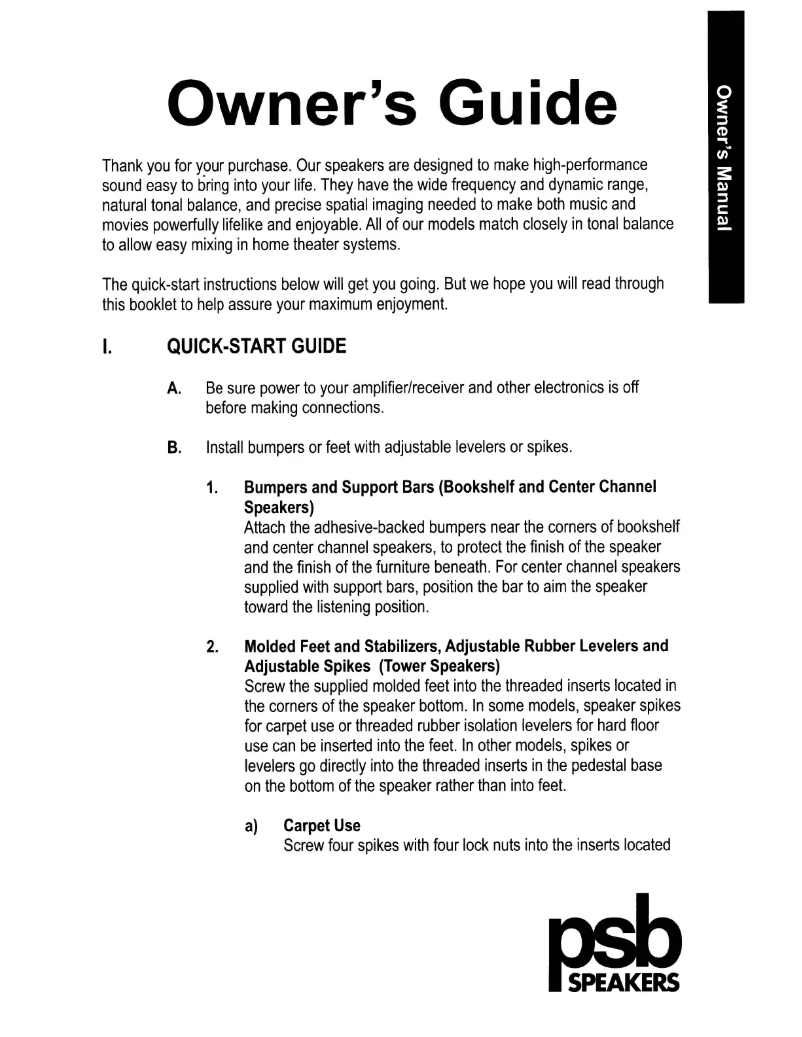 Page 1 of the manual User Manual PSB Imagine T