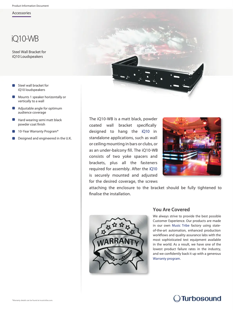 Page n°1 - Fiche technique Turbosound iQ10-WB