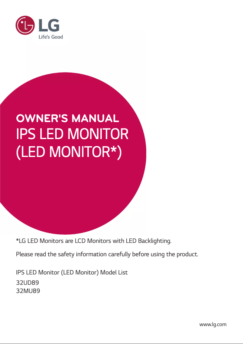 Page 1 de la notice Manuel utilisateur LG 32UD89-W