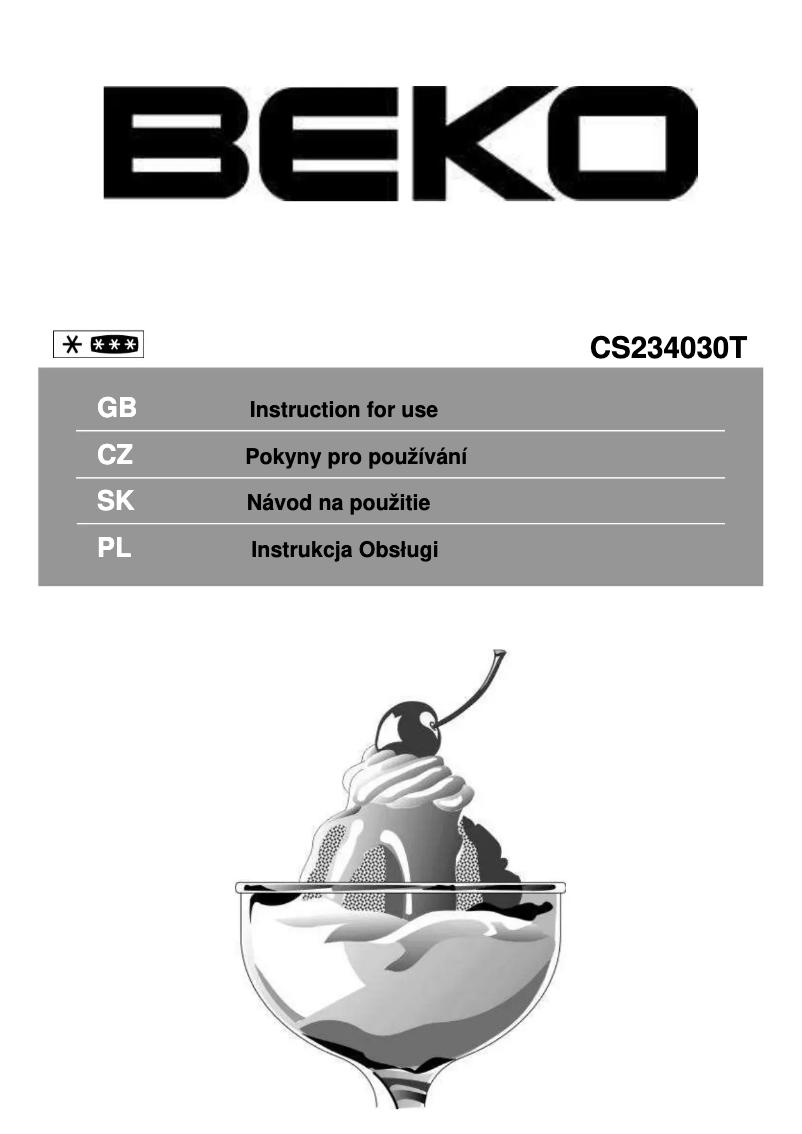 Page 1 de la notice Manuel utilisateur Beko CS234030T