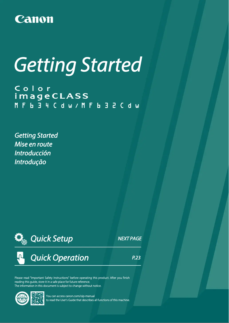 Image de la première page du manuel de l'appareil imageCLASS MF634Cdw