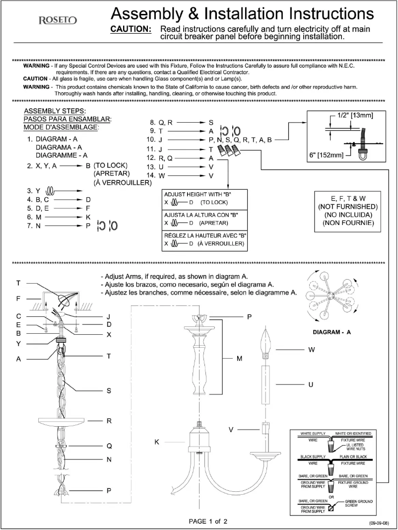 Page n°1 - Manuel utilisateur Roseto Riley PCH8392ABZ