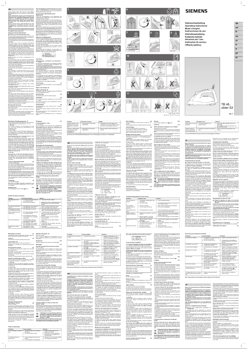 Page 1 de la notice Manuel utilisateur Siemens TB46120
