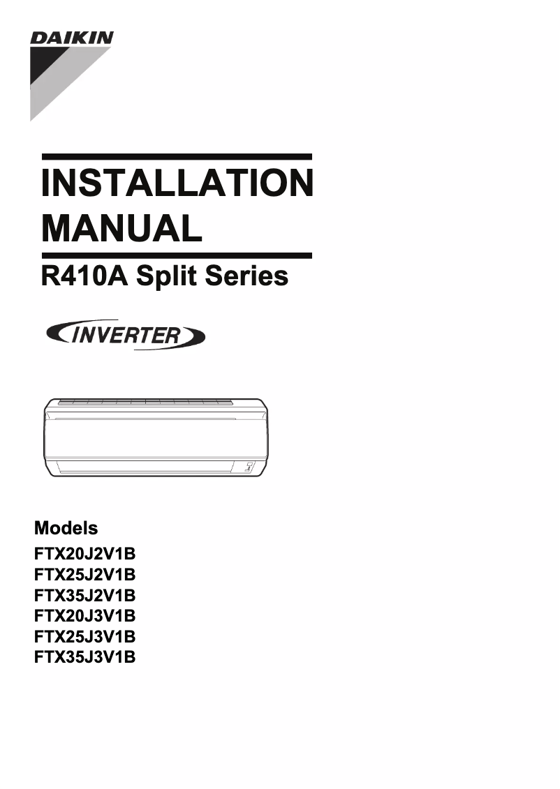 Page 1 de la notice Guide d'installation Daikin FTX20J3V1B