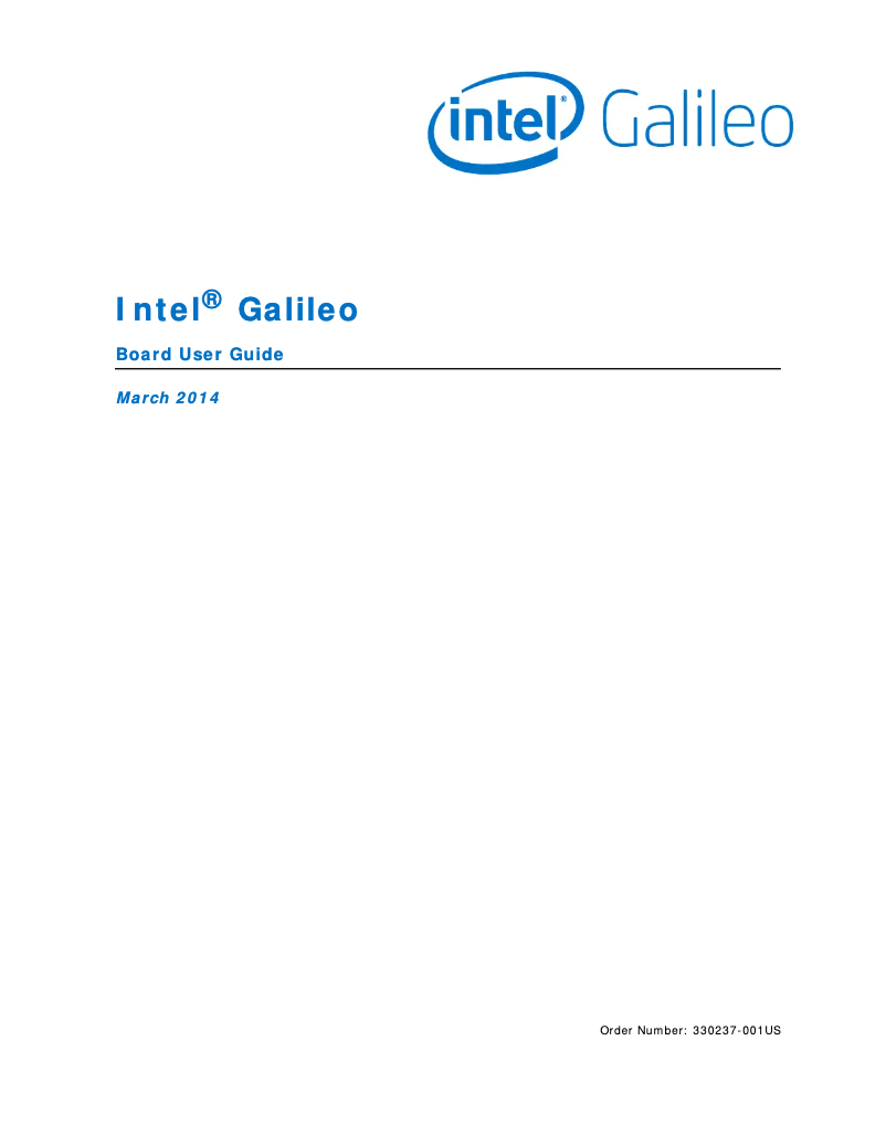 Page n°1 - Manuel utilisateur Intel Galileo