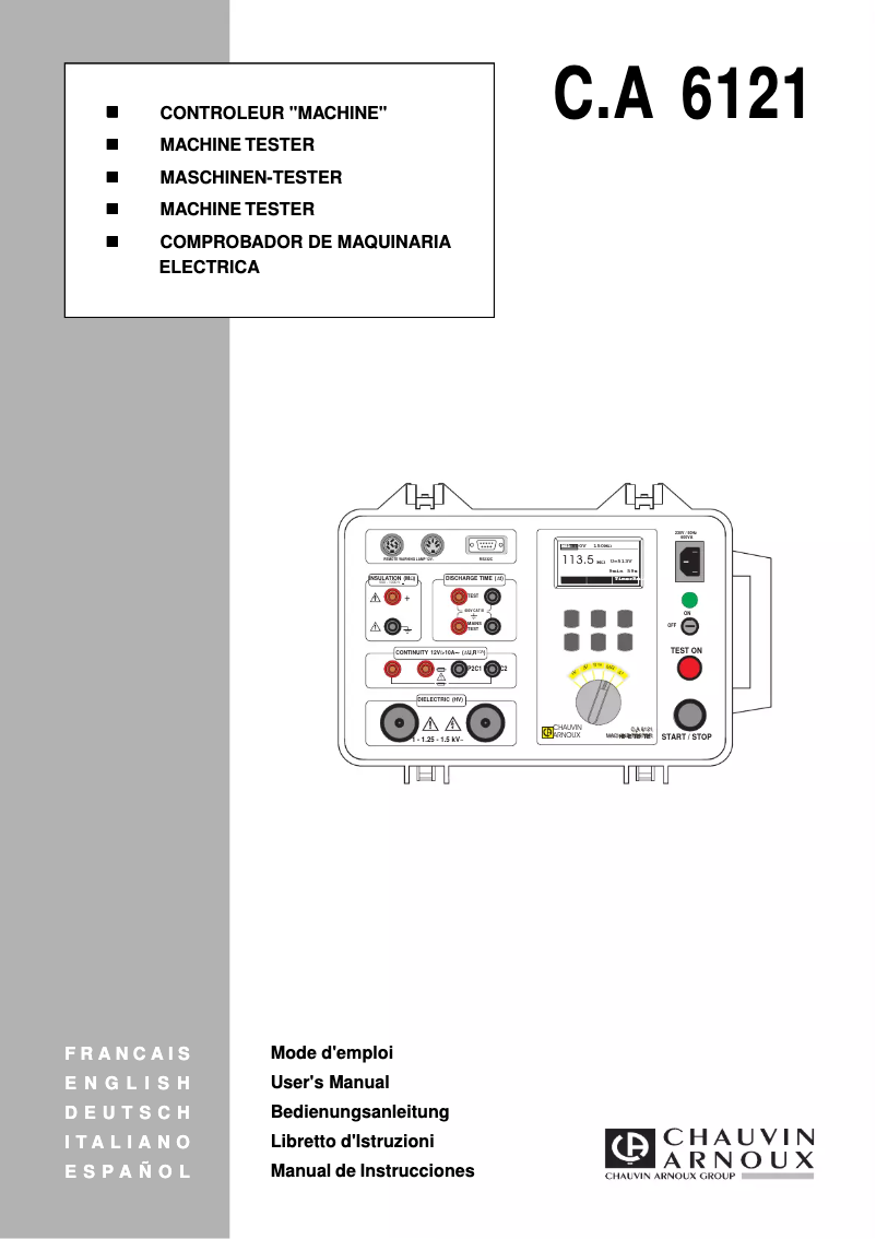 Page 1 of the manual User Manual Chauvin Arnoux C.A 6121